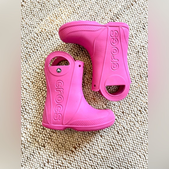 CROCS Other - Crocs Kids Handle It Rain Boots Pink Waterproof Slip On - Size 2